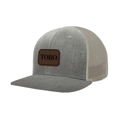 Grey Leather Patch Hat Front Image on white background