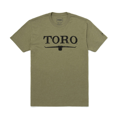 Image of a green tee with black Toro logo