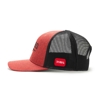 Image of a red hat with black mesh back and black Toro logo