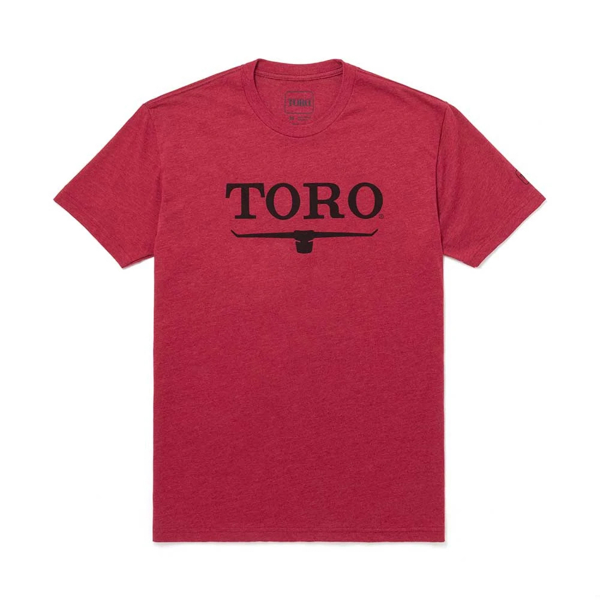 Image of a red tee with dark red Toro logo	