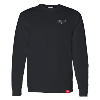 Black Toro Bull Sketch LS Tee Product Image with Toro logo on the front