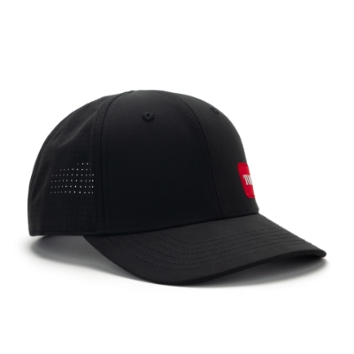 Black Performance Logo Hat Front Image on white background