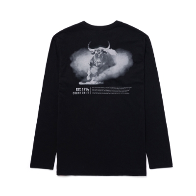 Black Toro Bull Sketch LS Tee Product Image with Toro logo on the front
