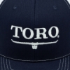Toro Richardson 112 Navy Hat close up photo of front crown embroidery.